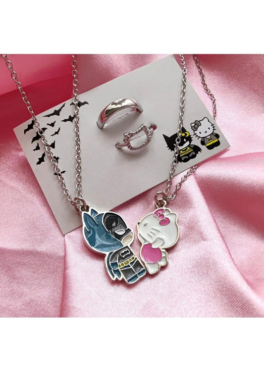 Hello Kitty Batman Çift Kolyesi VE Yüzük