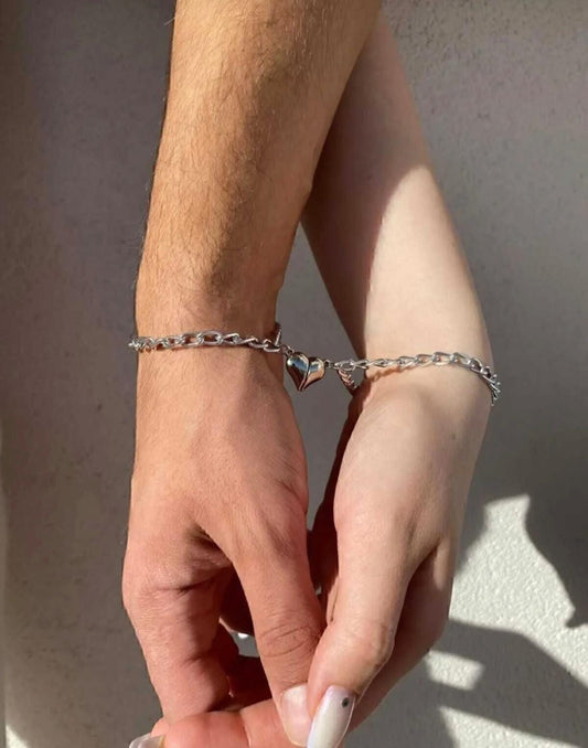 2'li Mıknatıslı Kalp Sevgili Çift Bilekliği Kalp Bileklik