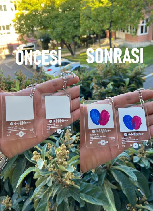 Parmak İzi Spotify Şarkılı Anahtarlık Seti 2 Adet