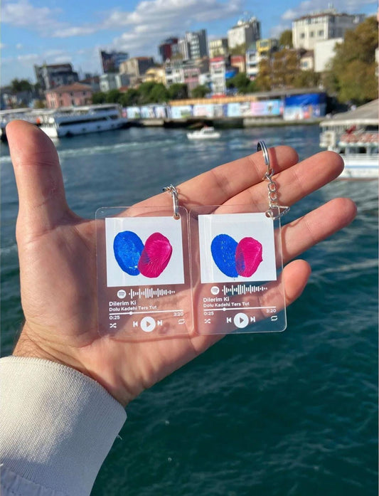 Parmak İzi Spotify Şarkılı Anahtarlık Seti 2 Adet