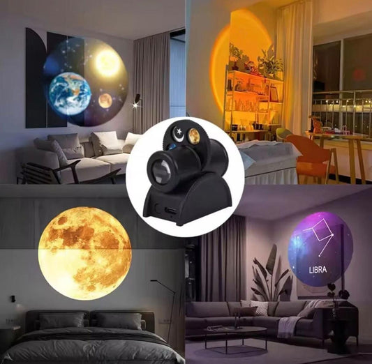 Yıldızlı Gece Proje Lambası, 15 Sahne HD LED Yıldız Projeksiyon, USB Şarj Edilebilir