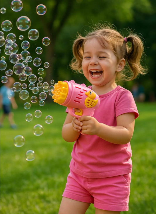 Duck Çok Delikli Pilli Köpük Atan Tabanca Oyuncağı 23 Delikli Bubble Gun