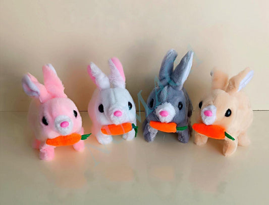 Elektronik Pilli Sesli Zıplayan Hareketli Havuçlu Peluş Tavşan 18x17 Cm kaliteli ürün
